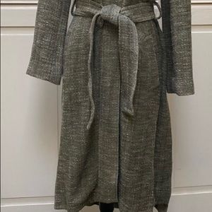 Zara Forrest Green tweed belted jacket. XS